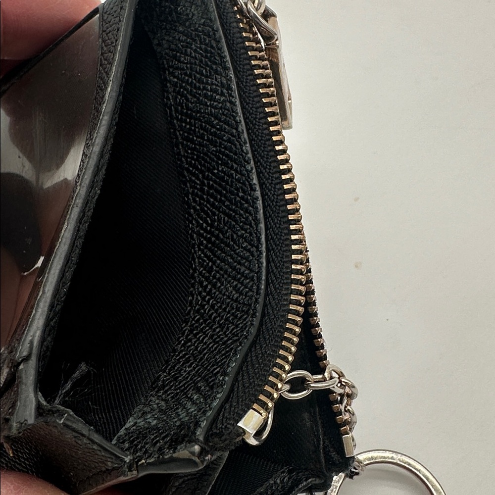 Coach Mini Skinny Cross Grain Leather ID Case Zip Top Closure Attached Key Ring - Picture 6 of 7